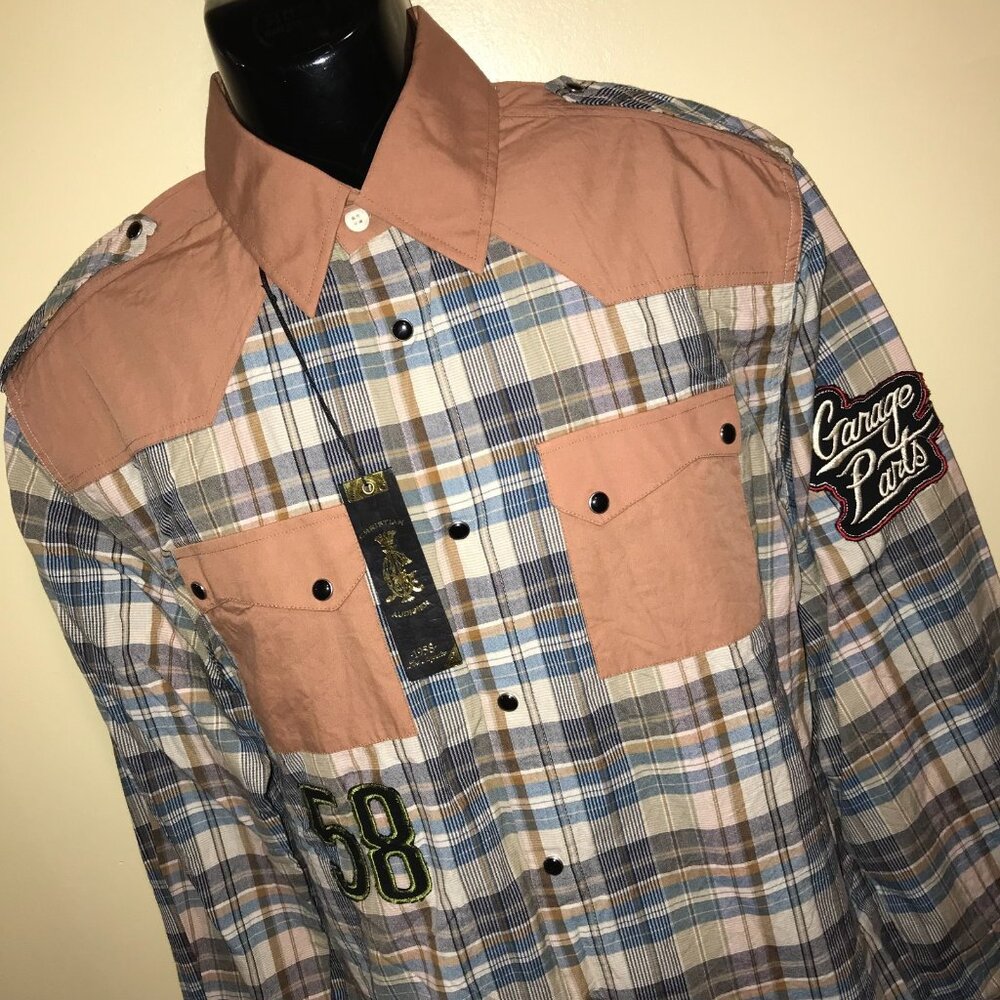 Men's Christian Audigier Pearl Snap Button Long Sleeve Western Shirt -Size: XL - Picture 16 of 16